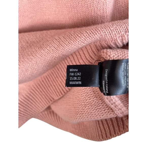 Icewear Minna Womens Nordic Knit Sweater Pink/Gray Merino Wool Blend Long Sleeve - Picture 6 of 10